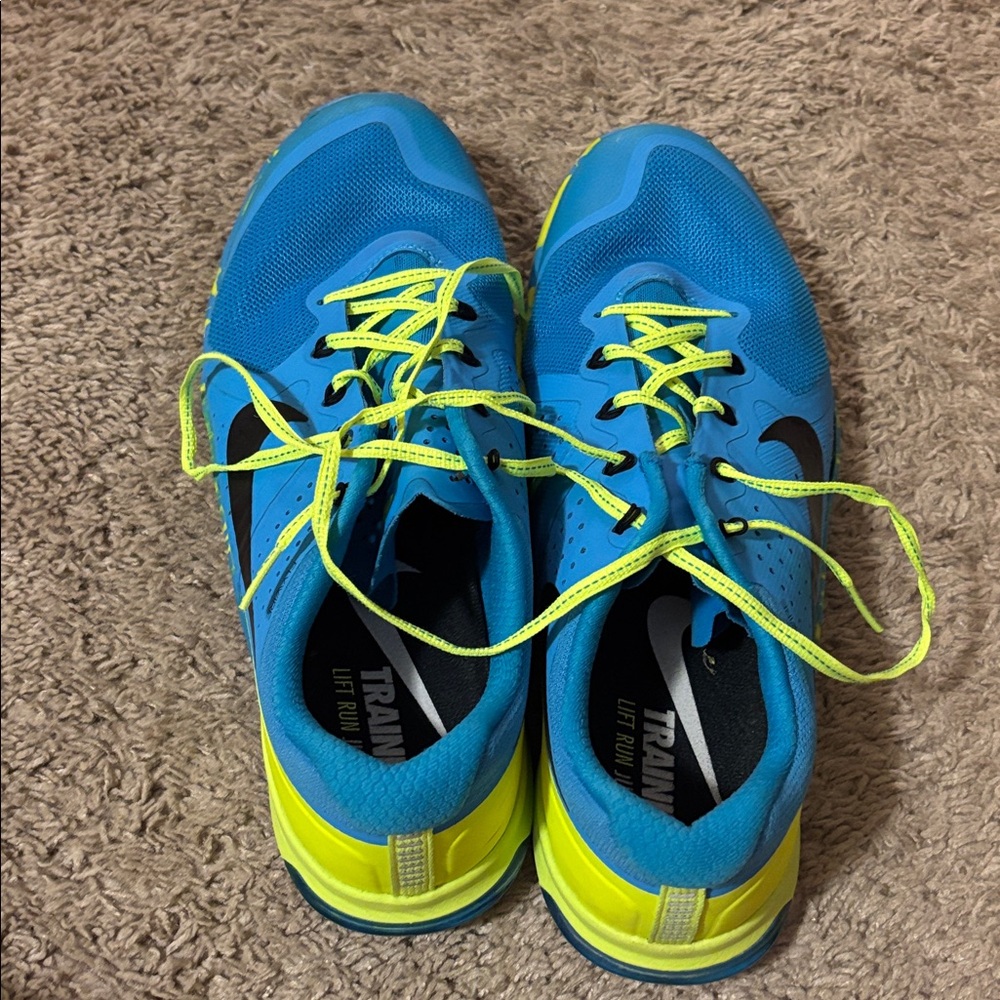 Nike Blue and Neon Yellow Women's Shoes